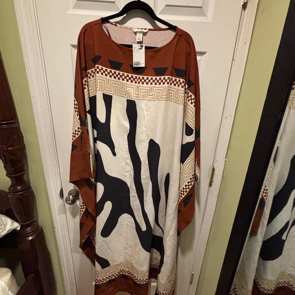 Viral H&M Limited Edition Printed Kaftan Dress (Rust red/Patterned) Sz Large - Picture 7 of 10